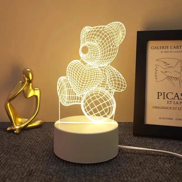 Charming 3D Acrylic LED Night Light - Adorable Bear Design - Image 7