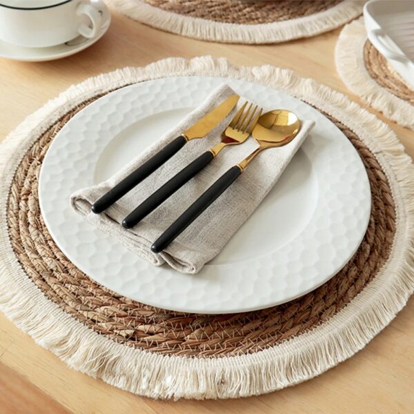 Woven Round Tassel Placemat Heat-Resistant - Image 4