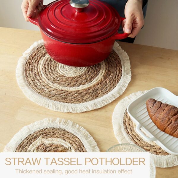 Woven Round Tassel Placemat Heat-Resistant - Image 2