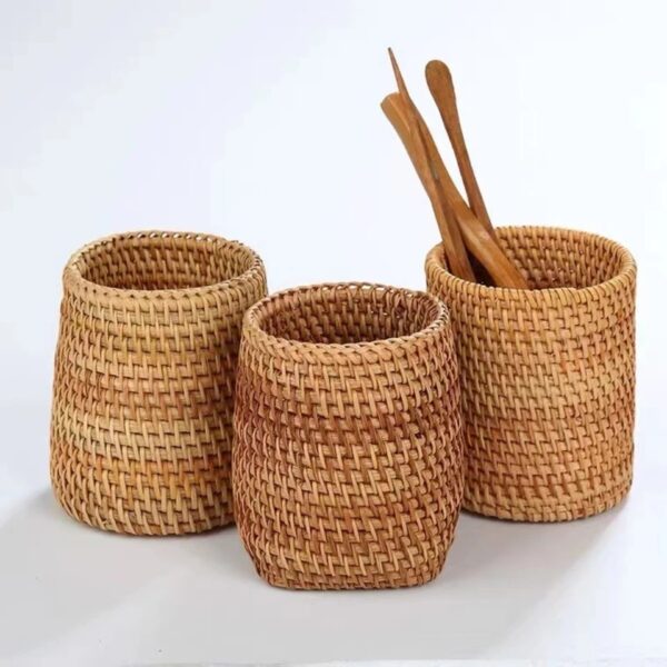 Handmade Rattan Storage Basket for Tableware - Image 4