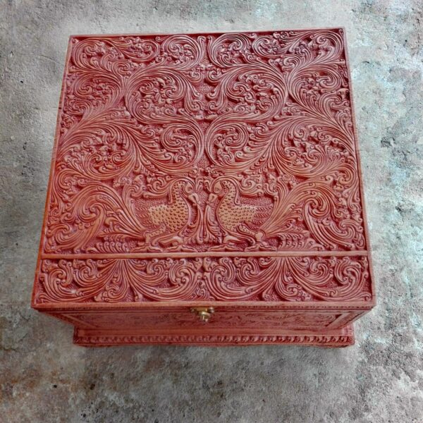 Antique Carved Cushioned Jewellery Box - Image 2