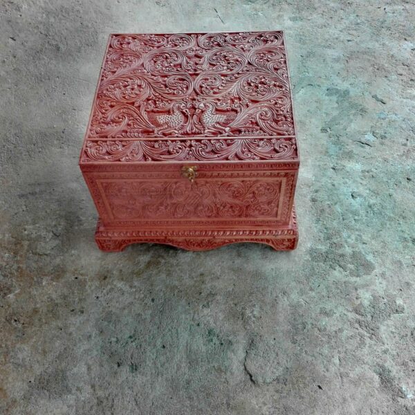 Antique Carved Cushioned Jewellery Box - Image 3